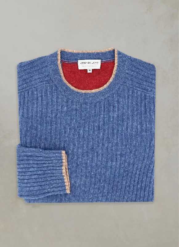 Men's Cortina Cashmere Crew Neck Sweater in Peacock Heather