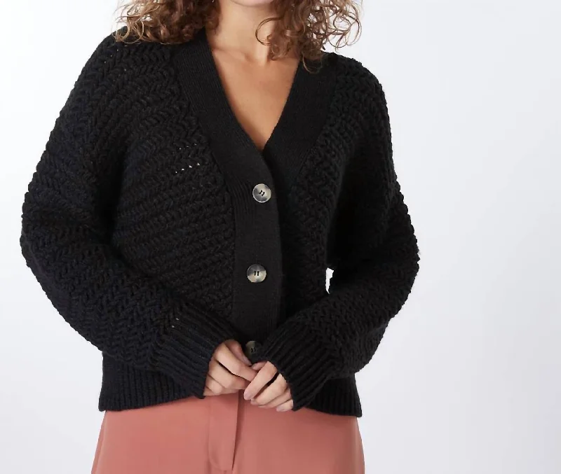 Short Zz Knit Cardigan In Black