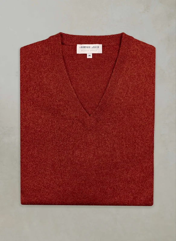 Men's Tribeca V-Neck Cashmere Sweater in Cinna