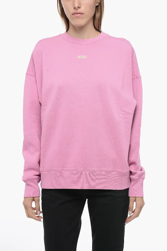 Autry Solid Color Crew-neck Sweatshirt with Contrasting Logo