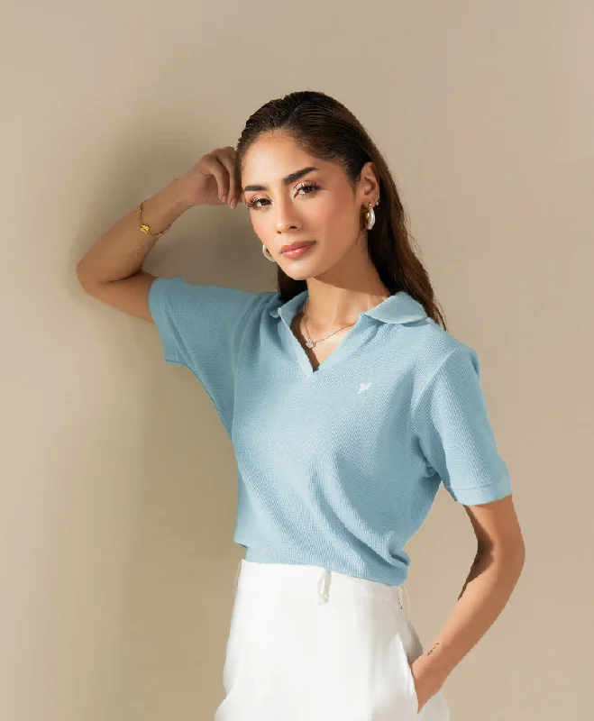 Sky Waffle Knit POLO (Women)