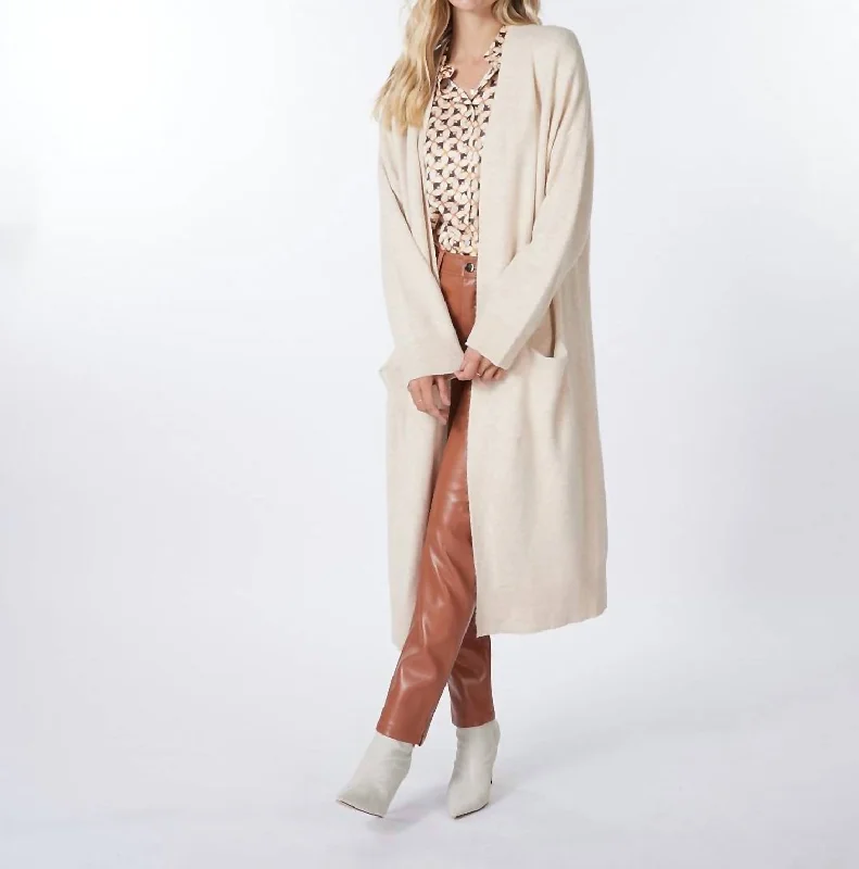 Geraldine Long Pockets Cardigan In Biscuit