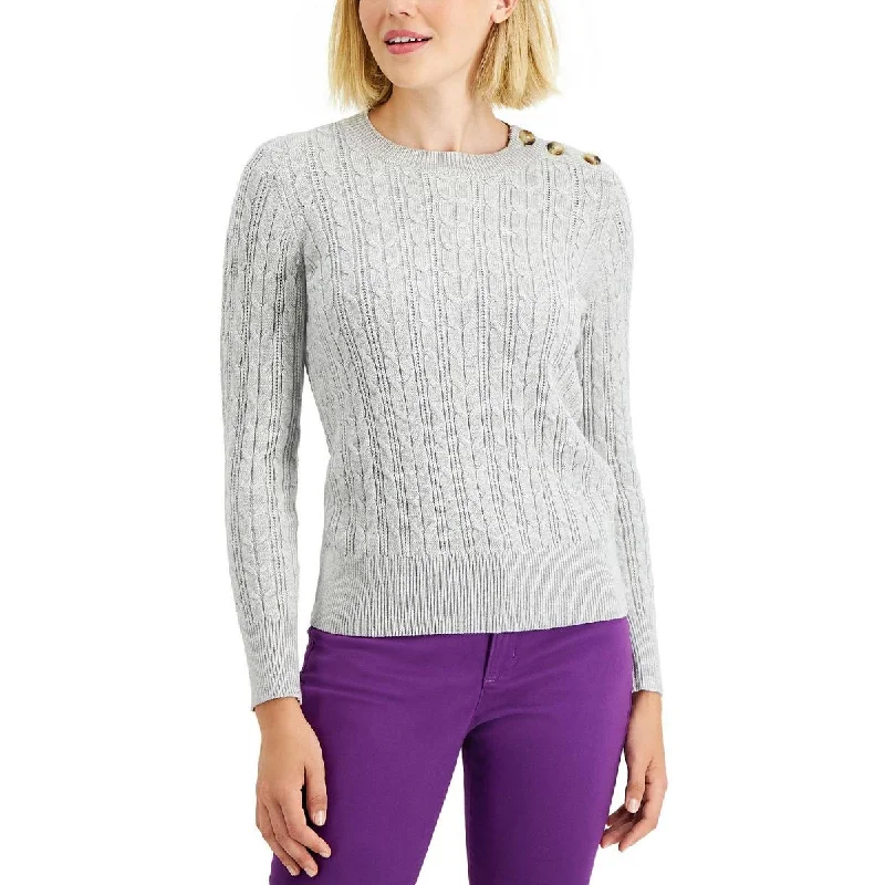 Charter Club Womens Cable Knit Pullover Crewneck Sweater