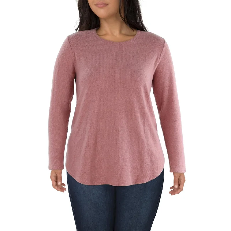 Coin 1804 Womens Plus Knit Crew Neck Pullover Sweater