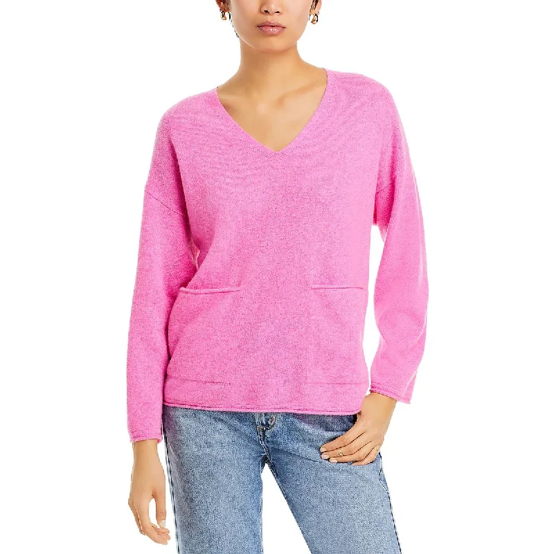 Private Label Womens Cashmere Ribbed Trim Pullover Sweater