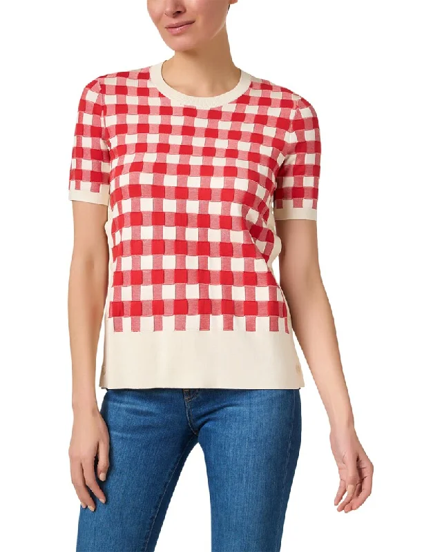 Joseph Gingham Silk-Blend Sweater