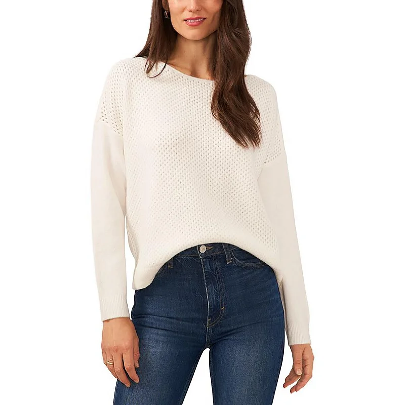 Vince Camuto Womens Knit Ribbed Trim Pullover Sweater