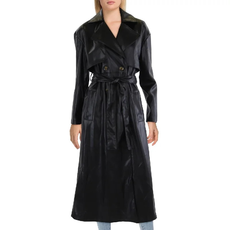 Autumn Selection [BLANKNYC] Womens Faux Leather Long Trench Coat
