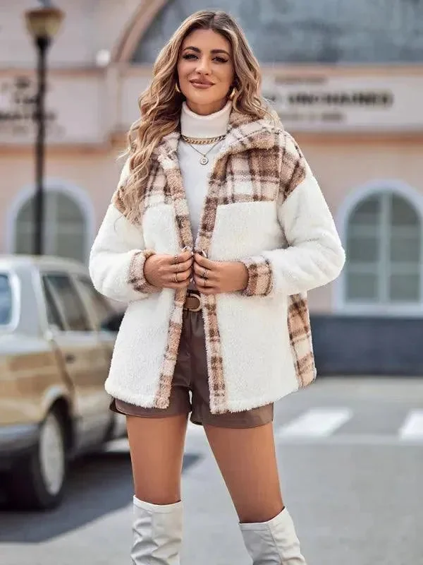 Fashionable And Fashionable Plaid Hooded Loose Women’s Coat