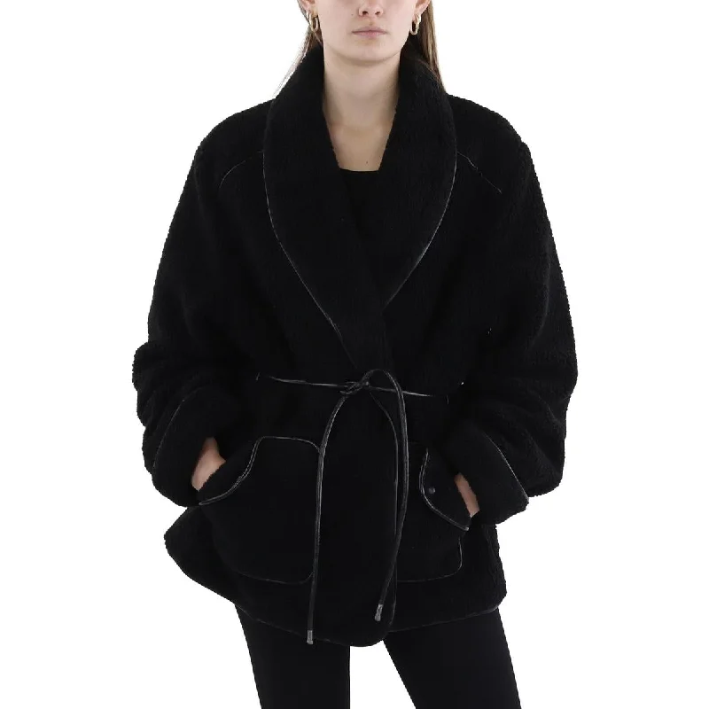 Sports And Leisure Jonathan Simkhai Womens kimia Faux Fur Pocket Faux Fur Coat