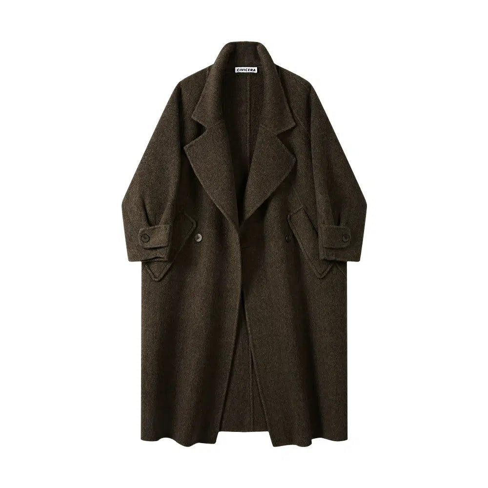 Comfortable Mind Lapel Collar Wool Overcoat