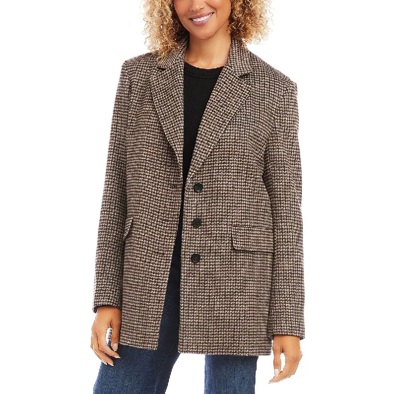 Goddess Style Karen Kane Womens Wool Blend Houndstooth Pea Coat