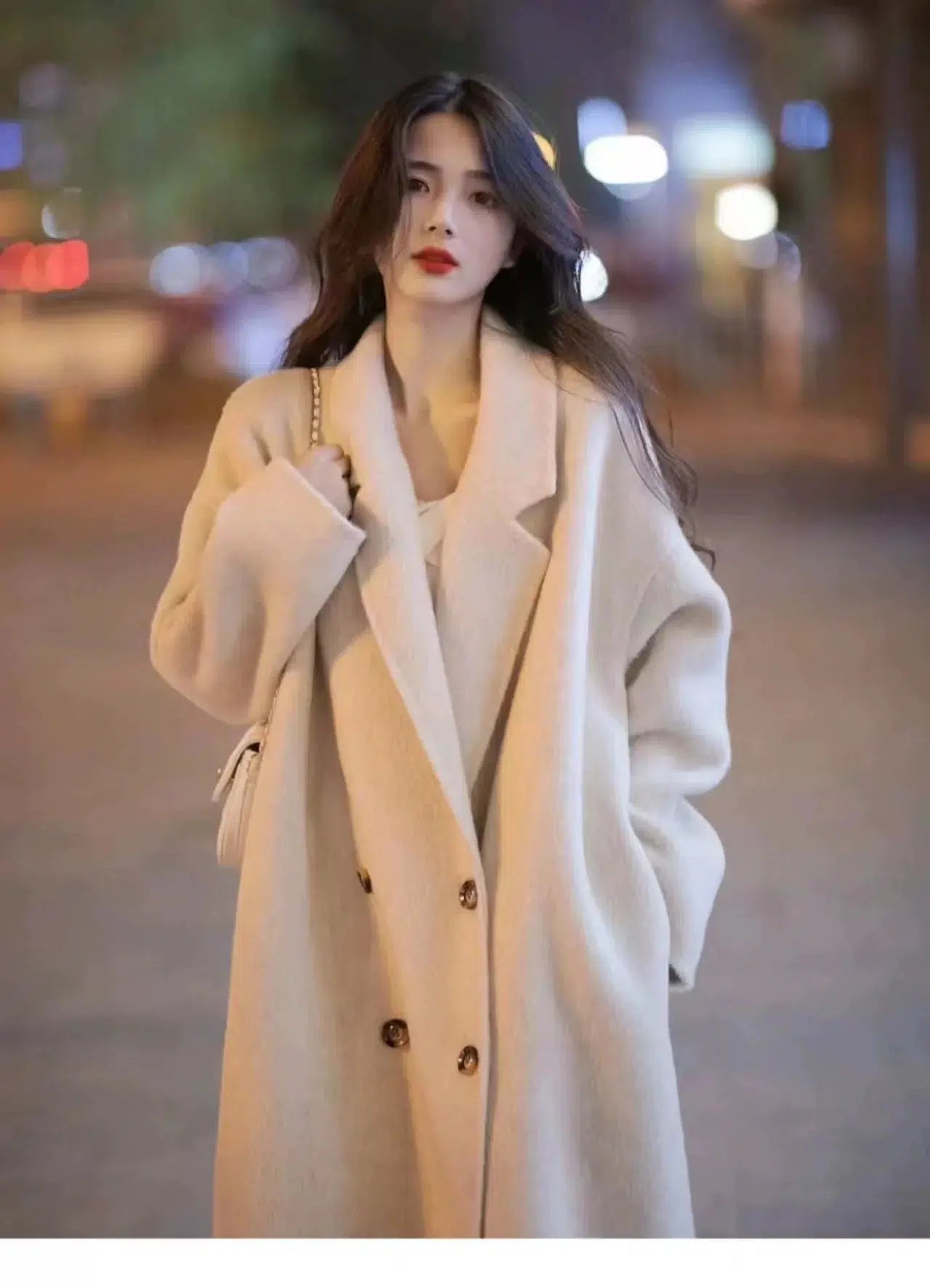 Bright Colors Notch Lapel Double-Breasted Wool Coat
