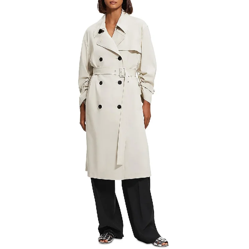 Sweet Style Theory Womens Solid Cotton Trench Coat
