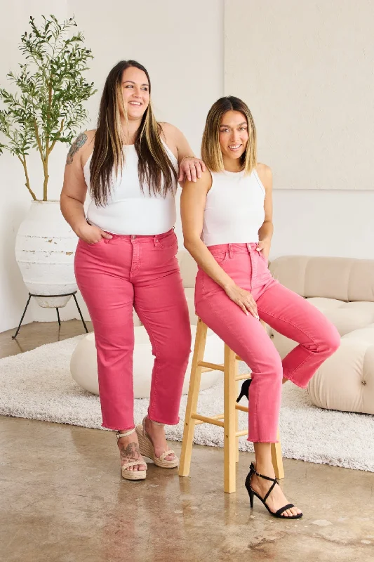 Relaxed Looks RFM Tummy Control High Waist Raw Hem Jeans in Sunkissed
