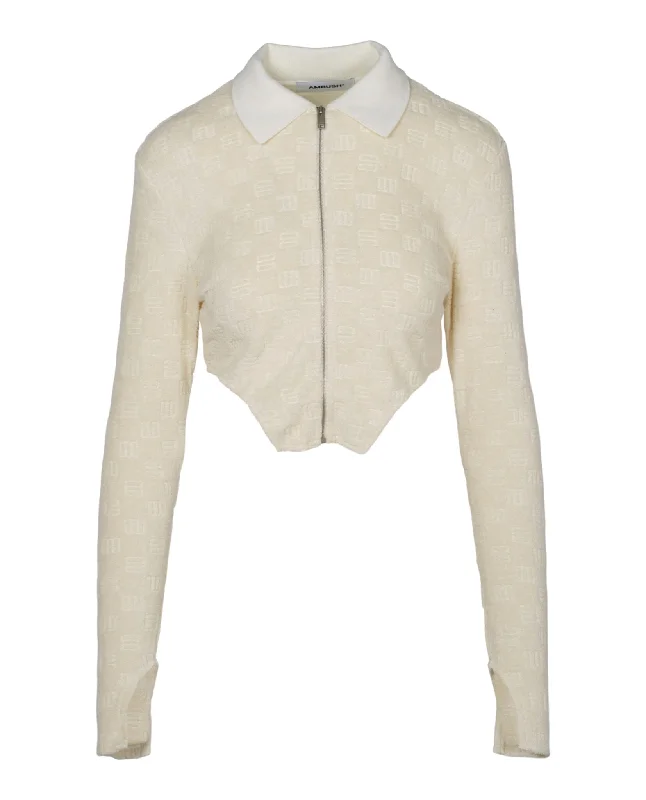 Fresh And Fashionable AMBUSH Womens Monogram Jacquard Cropped Jacket