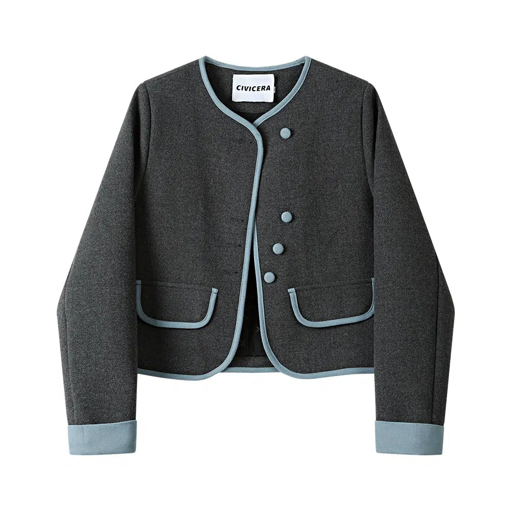Personalized Series Contrast Trim Minimalist Buttoned Coat