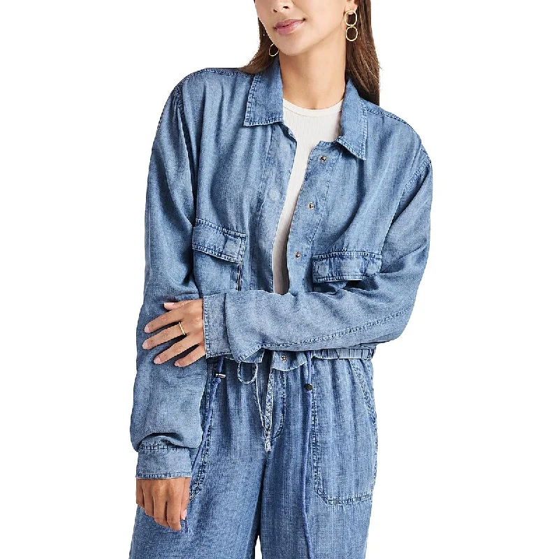 High Street Style Splendid Womens Breck Chambray Long Sleeves Utility Jacket