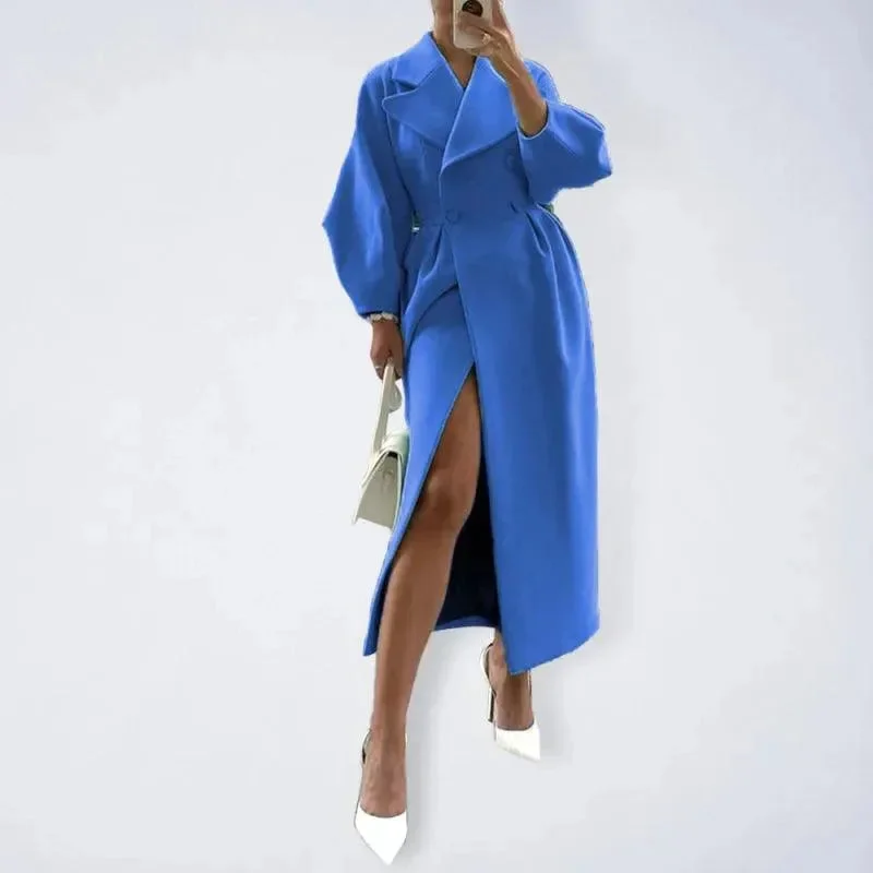 Youthful Vitality Retro Court Style Woolen Overcoat with Lantern Sleeves
