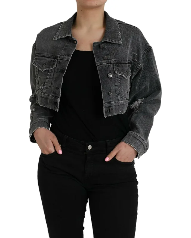 Floral Prints Dolce & Gabbana  Women's Cropped Denim Jacket