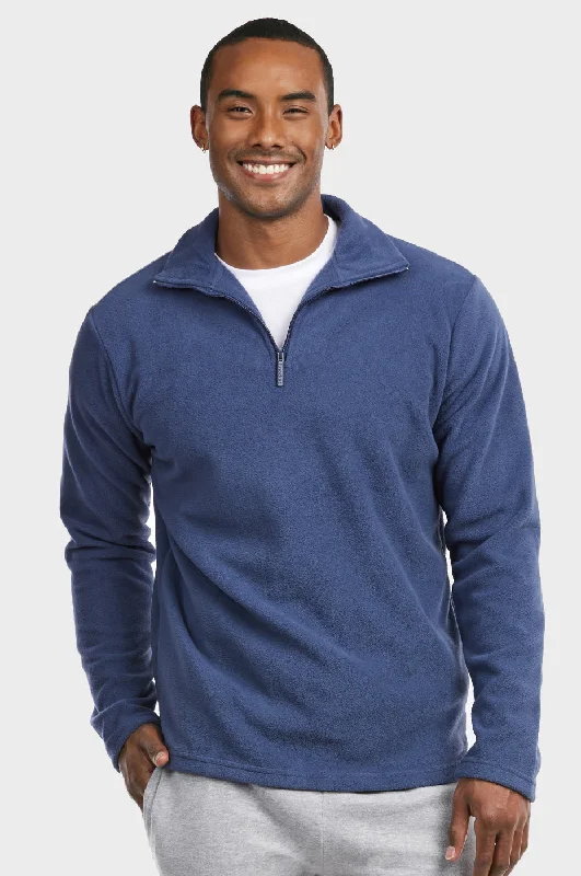 KNOCKER MEN'S POLAR FLEECE QUARTER PULLOVER (PF1000_DENIM)