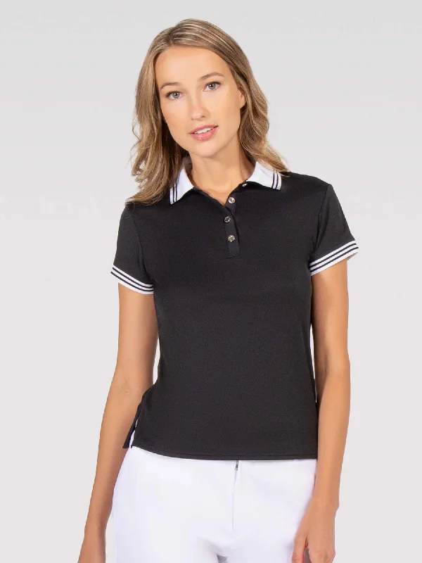 Riley Performance Short Sleeve Polo - Black/White