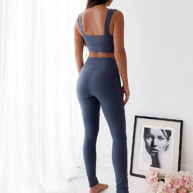 Seamless High Waist Leggings- Dark Blue