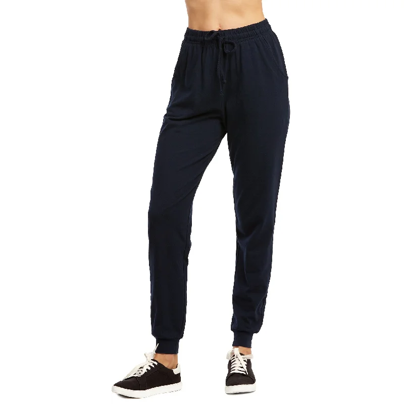 LADIES SINGLE JERSEY COTTON JOGGER PANTS WITH POCKETS (SJC7000_NAVY)