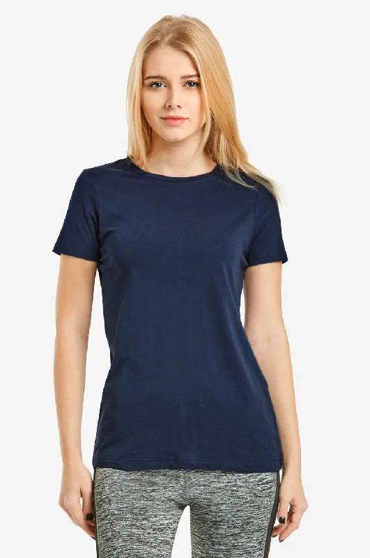 SOFRA LADIES CLASSIC FIT CREW NECK T-SHIRT (TR021_NAVY)