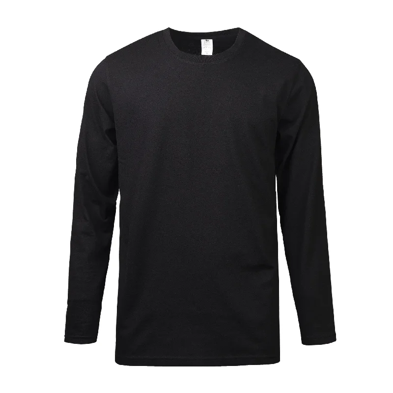 MEN'S CLASSIC CREW NECK LONG SLEEVES T-SHIRT (TR525) - BLACK/H.GREY/WHITE