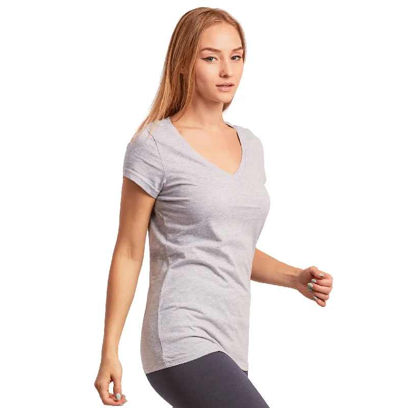 SOFRA LADIES CLASSIC FIT V NECK T-SHIRT (TV021_H.GR)