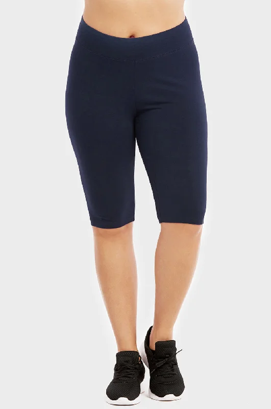 SOFRA COTTON LEGGING SHORTS 21 INCH OUTSEAM PLUS SIZE (WP4021X_NAVY)