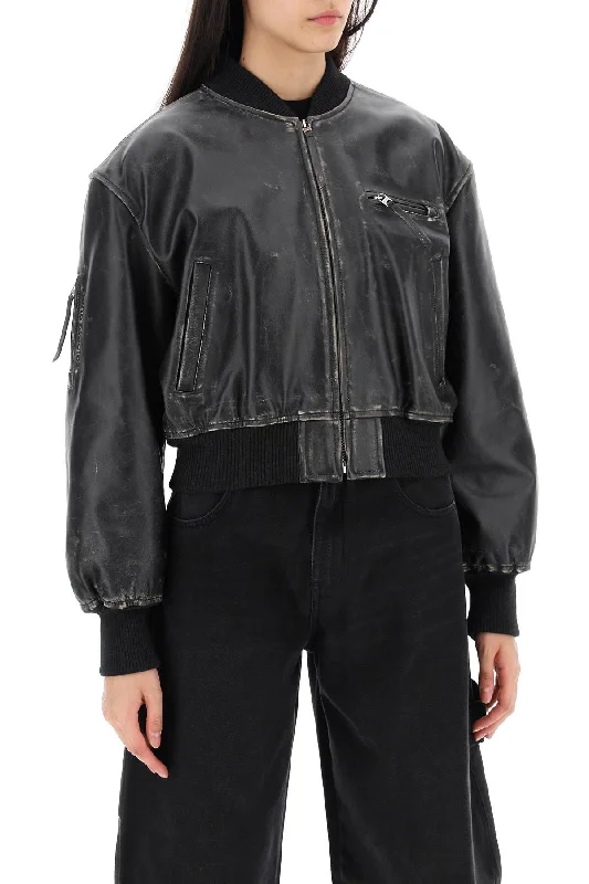 Cute Style Acne Studios Aged Leather Bomber Jacket With Distressed Treatment