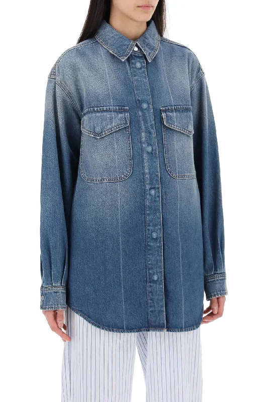 Avant-garde Design Closed Denim Overshirt Made Of Recycled Cotton Blend