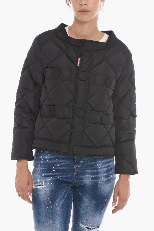 High-end Fabrics Dsquared2 Cropped Fit Quilted Down Jacket with Maxi Buttons