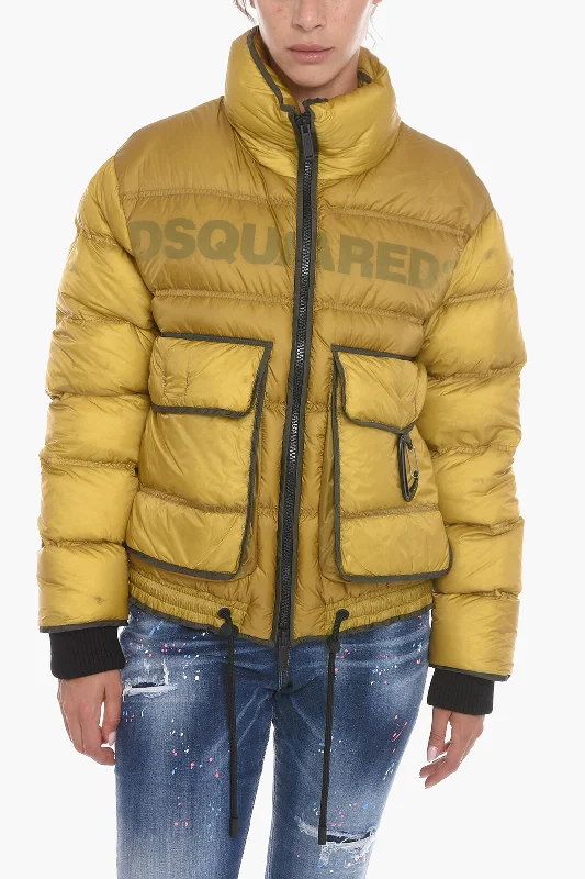 Trendy Comfort Wear Dsquared2 Lived-in ICEBERG Down Jacket with Knitted Cuffs