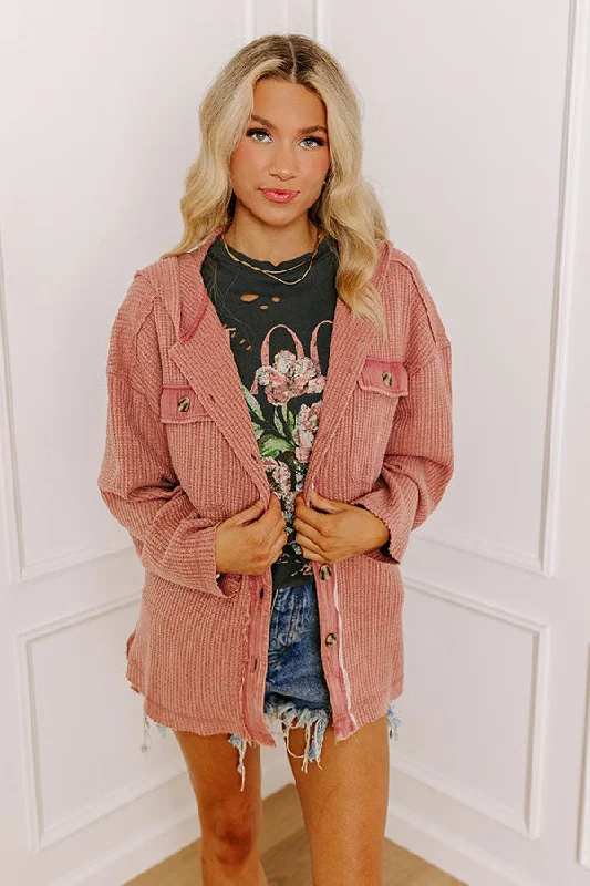 Must-have For Fashion Exceptionally Chic Waffle Knit Light Weight Jacket In Blush
