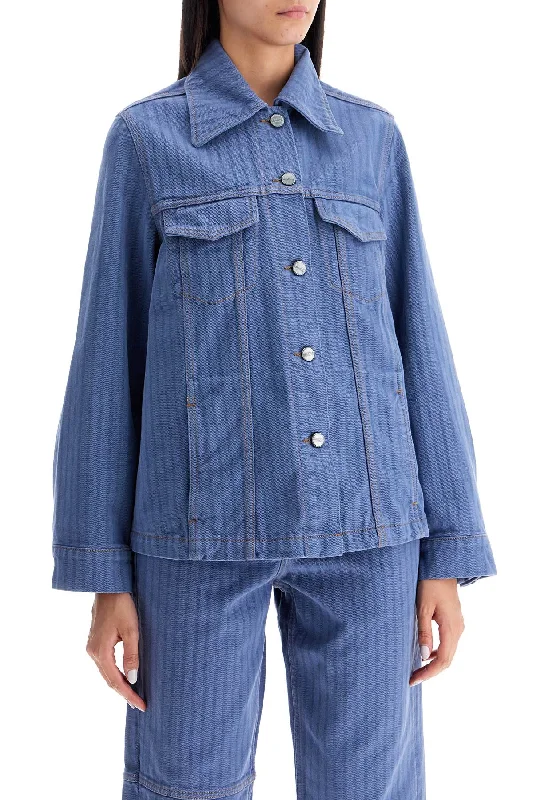 Soft Looks Ganni "striped Overdyed Denim Jacket