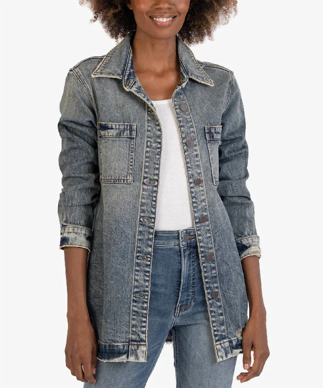Cute Design Joni Shirt Jacket In Adore Wash
