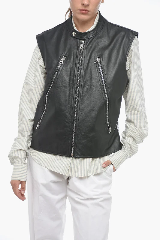 Maison Margiela MM6 Quilted Leather Biker Waistcoat