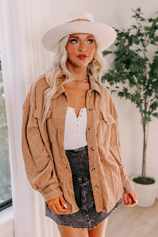 Spring Fashion More To Say Cable Knit Light Weight Jacket In Mocha