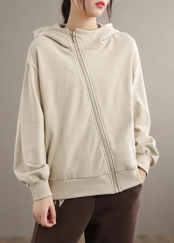 Organic Nude Fashion Coats Women Gifts Hooded Zippered Spring Coats