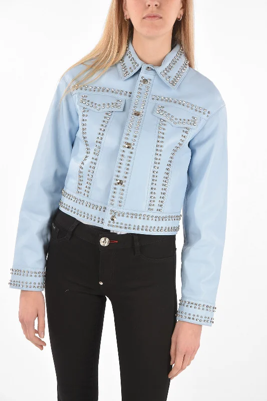 Classic Series Philipp Plein COUTURE Leather Bomber Jacket CRYSTAL embellished with studs Classic Series Philipp Plein COUTURE Leather Bomber Jacket CRYSTAL embellished with studs