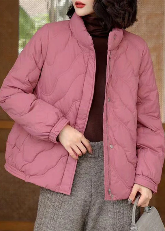Youthful Style Pink Original Duck Down Jacket In Winter Stand Collar Zip Up Winter Youthful Style Pink Original Duck Down Jacket In Winter Stand Collar Zip Up Winter