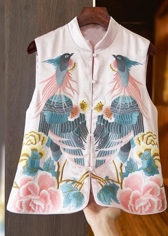 Body Design Pink Stand Collar Button Waistcoat Spring