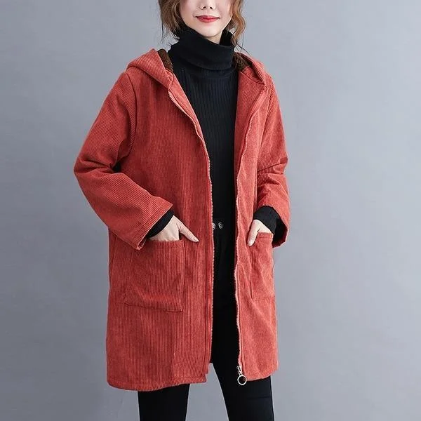 Youthful Vitality plus size hooded corduroy vintage casual loose autumn winter jacket clothes women Coat Youthful Vitality plus size hooded corduroy vintage casual loose autumn winter jacket clothes women Coat