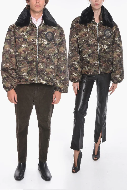 Fashion Comfort Random Identities Camo-printed Padded Jacket with Faux-furred Collar Fashion Comfort Random Identities Camo-printed Padded Jacket with Faux-furred Collar