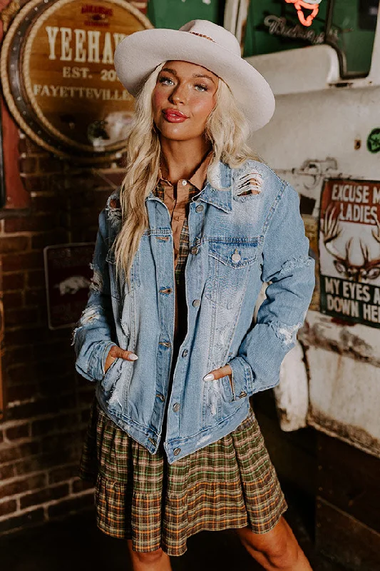 Personalized Series Risen South Town Distressed Denim Jacket in Light Wash