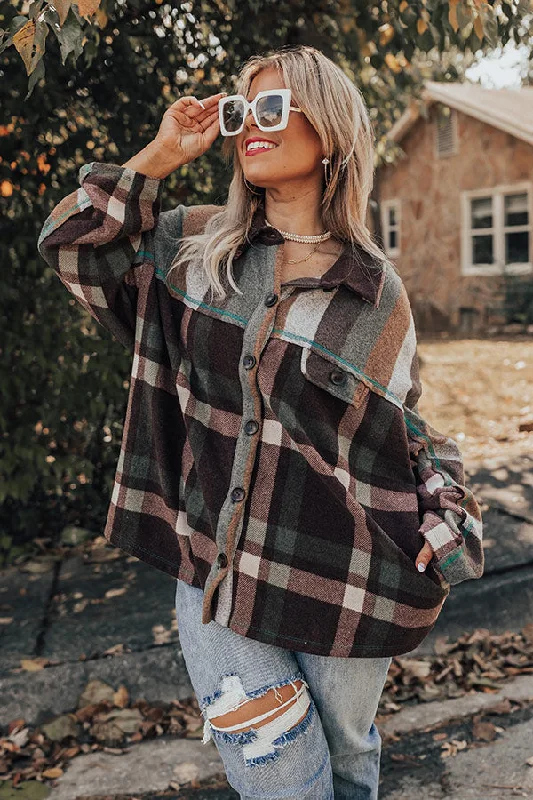 Bright Colors Scenic Hike Plaid Jacket Curves