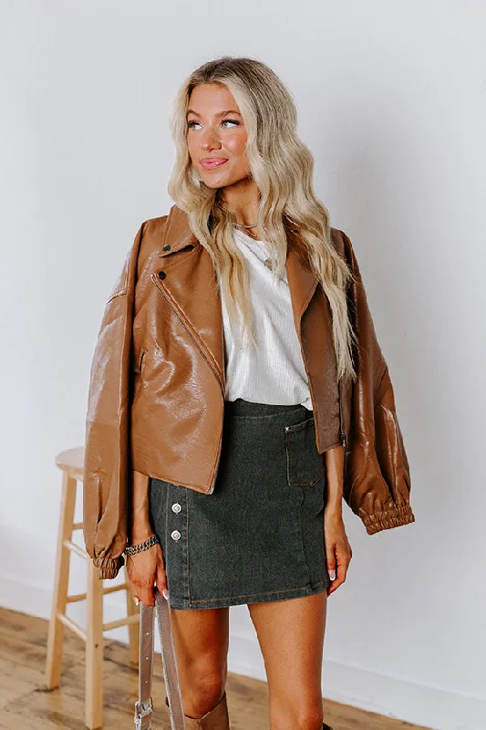 Design And Tailoring The Koty Faux Leather Jacket In Chocolate